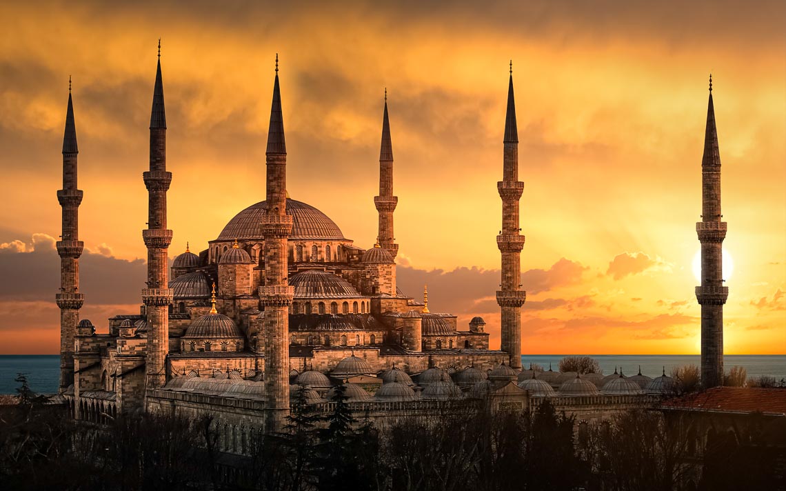 The Blue Mosque In Istanbul During Sunset