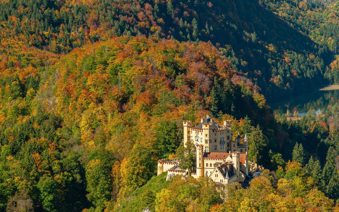 Aerial View Of Alpsee With Hohenschwangau Castle, Bavaria