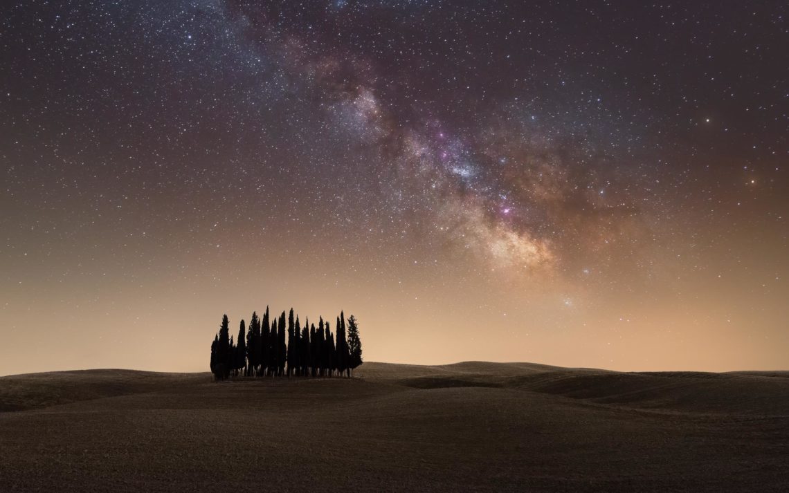 Val Orcia Toscana Nikon School Workshop Paesaggio Notturna Via Lattea Startrail 00030