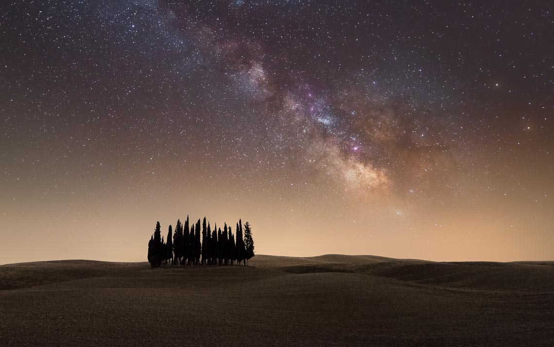 Val Orcia Toscana Nikon School Workshop Paesaggio Notturna Via Lattea Startrail 00078