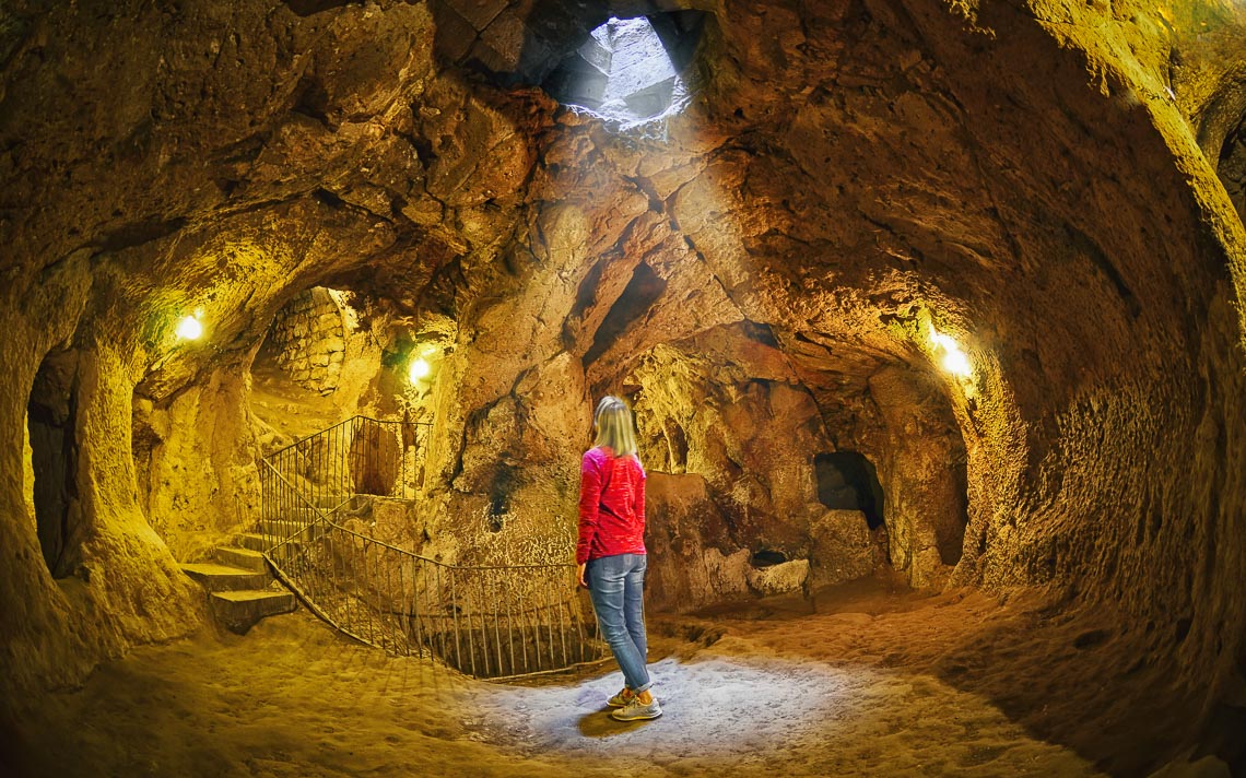 Derinkuyu Cave Underground City, Cappadocia , Turkey .travel Ba