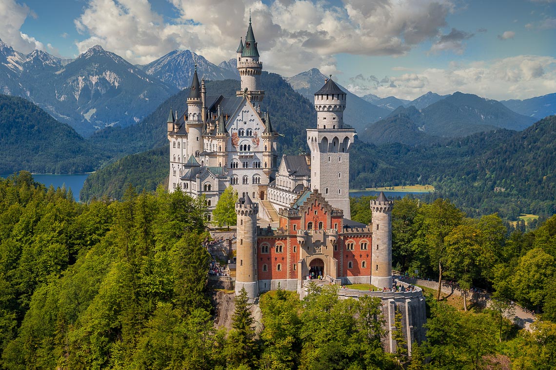 Classic View Of Neuschwanstein Castle, Bavaria, Germany