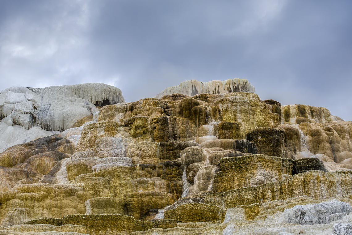 Mountainous Mineral Deposits At Yellowstone. The Calcium And Min